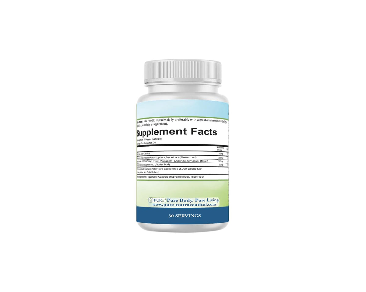 PURE® Quercetin+ with Zinc, Bromelain, Rutin Immune Shield - 60 Capsules - High Bioavailability Antioxidant Complex for Respiratory Health & Viral Defense - Made in USA PURE buy supplements Au