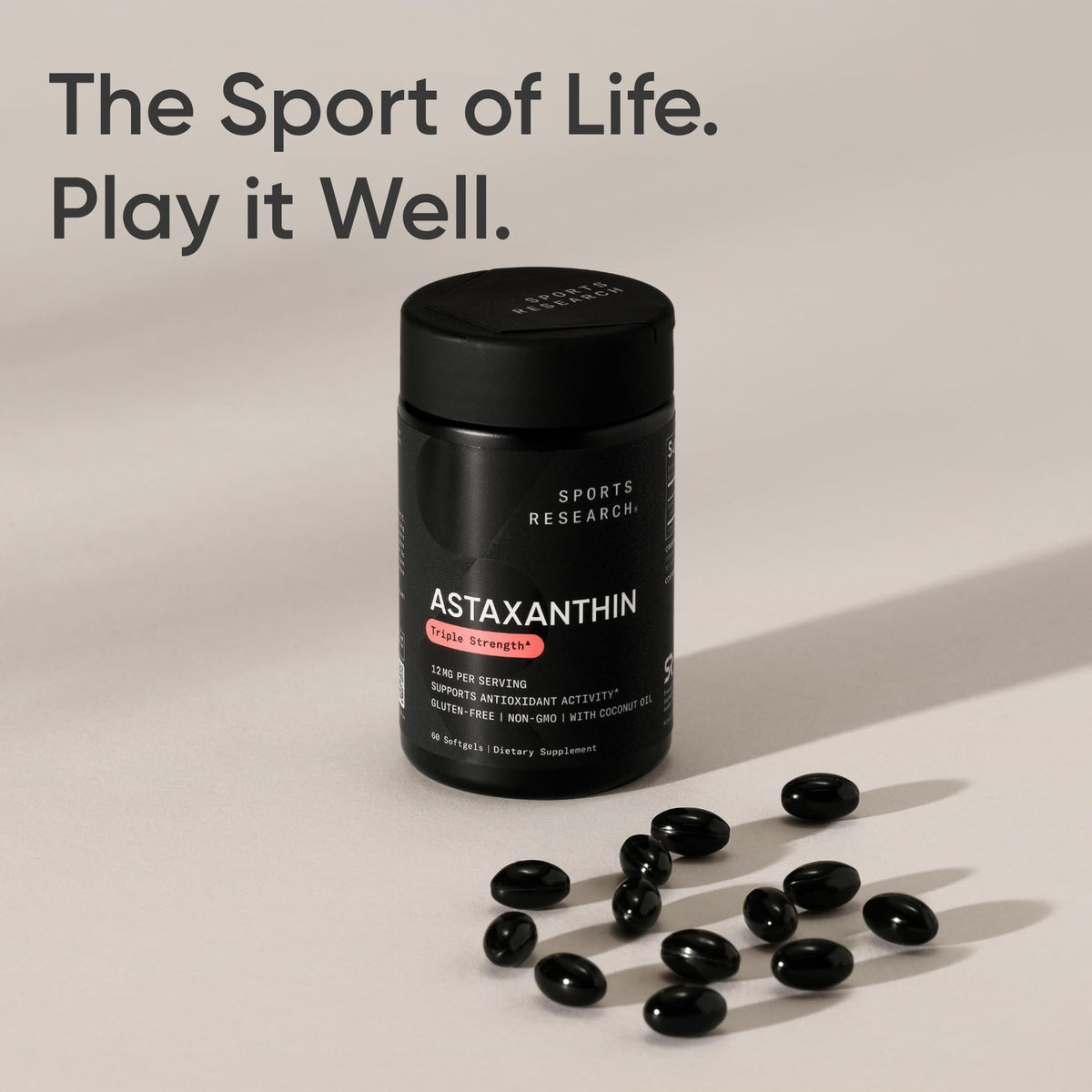 Sports Research® Triple Strength Astaxanthin 12mg w/Organic Coconut Oil - Antioxidant Supplement for Skin & Eye Health Support* - Soy Free · Non-GMO · Gluten Free - 60 Softgels Sports Research buy supplements Au