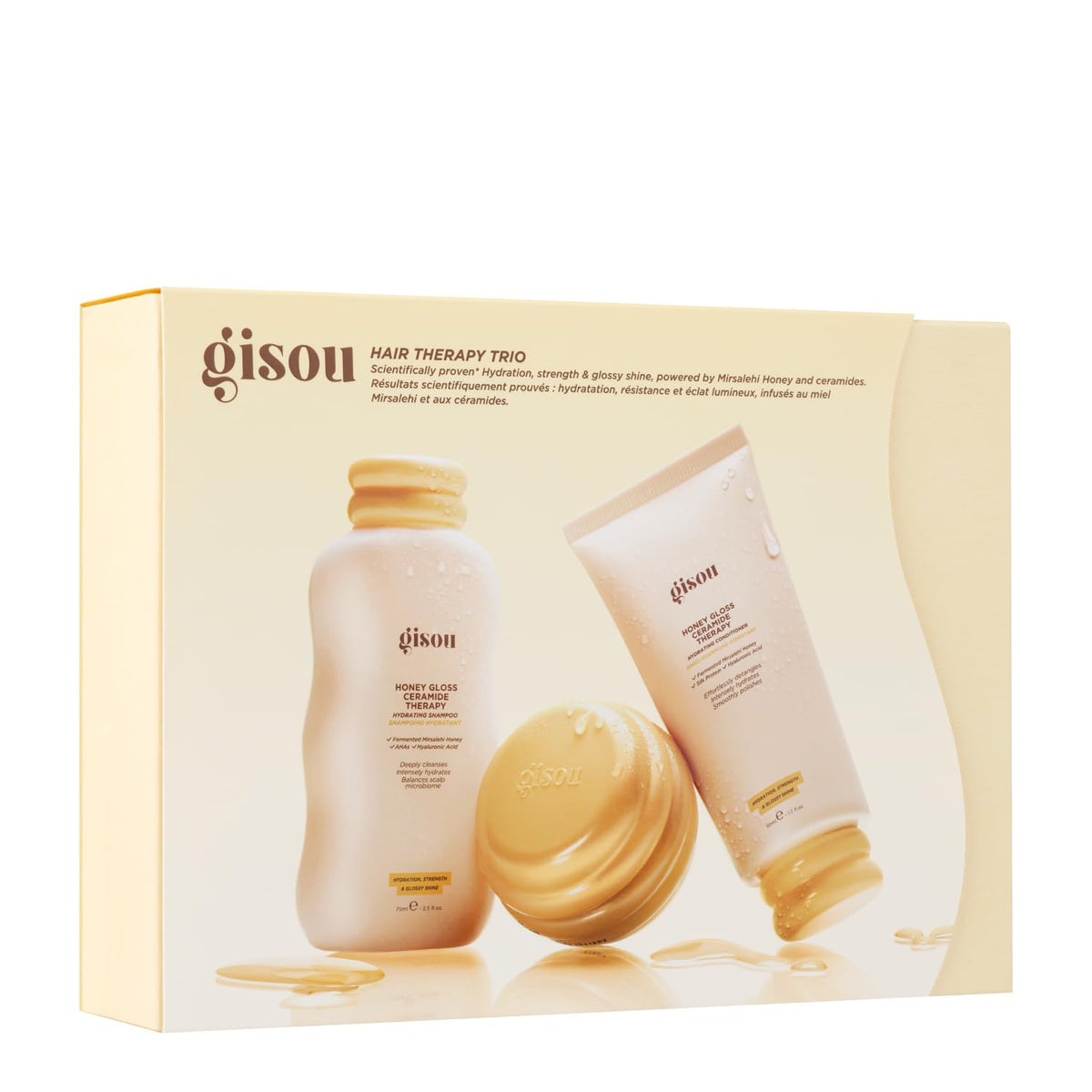 Gisou Honey Gloss Hair Therapy Trio - Mini Shampoo, Hair Mask and Conditioner for smoother, stronger and glossier hair GisouBuy Supplements Australia