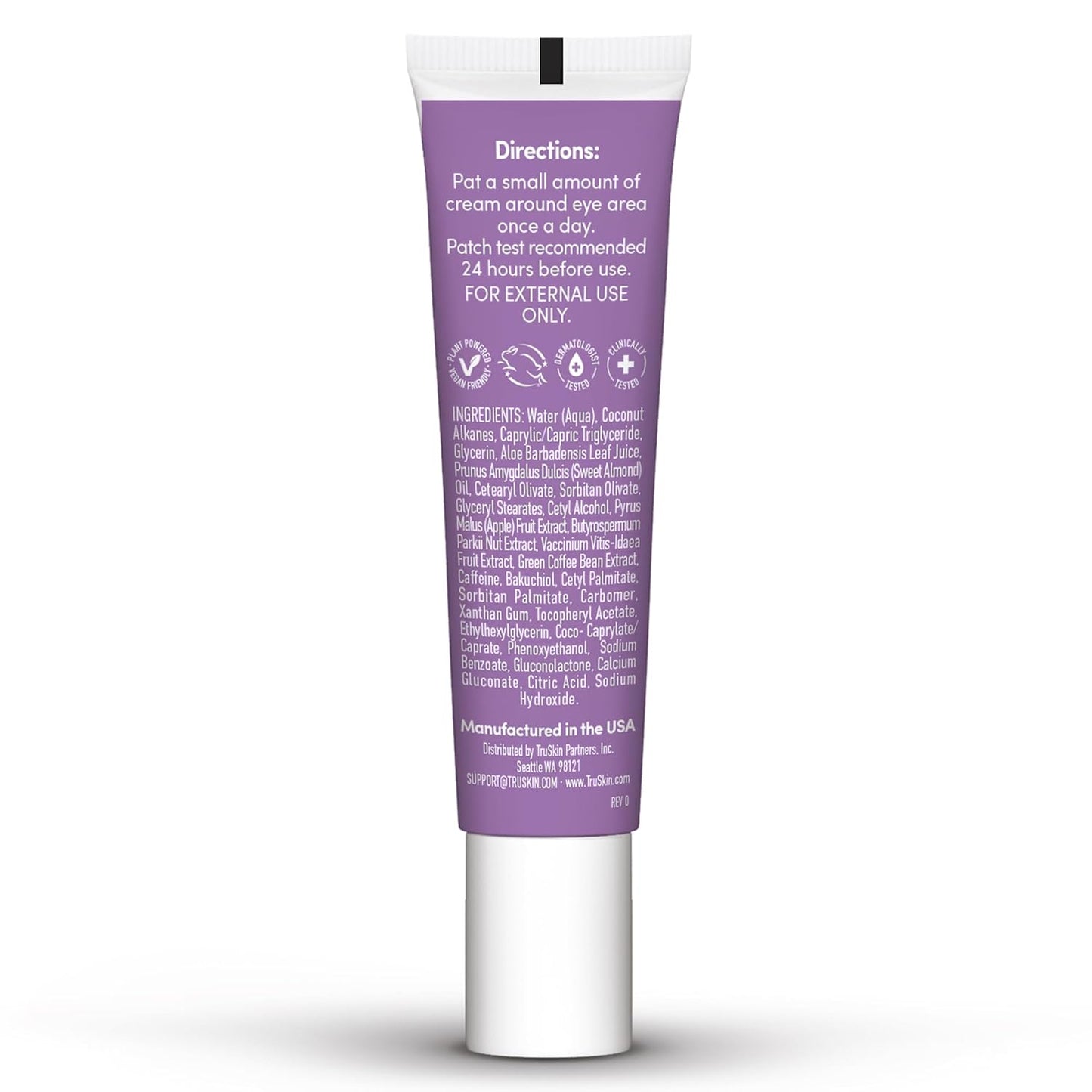 TruSkin Caffeine Eye Cream with Bakuchiol for Dark Circles, 0.5 fl oz | With Lingonberry stem cells and Green Coffee Bean to visibly reduce puffiness and smooth fine lines