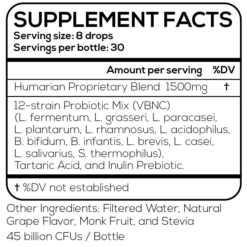 Probonix Humarian Liquid Probiotics for Women - 12-Strain Probiotic Drops to Fortify Women’s Gut Health, Vaginal Health, Immunity and Overall Wellness