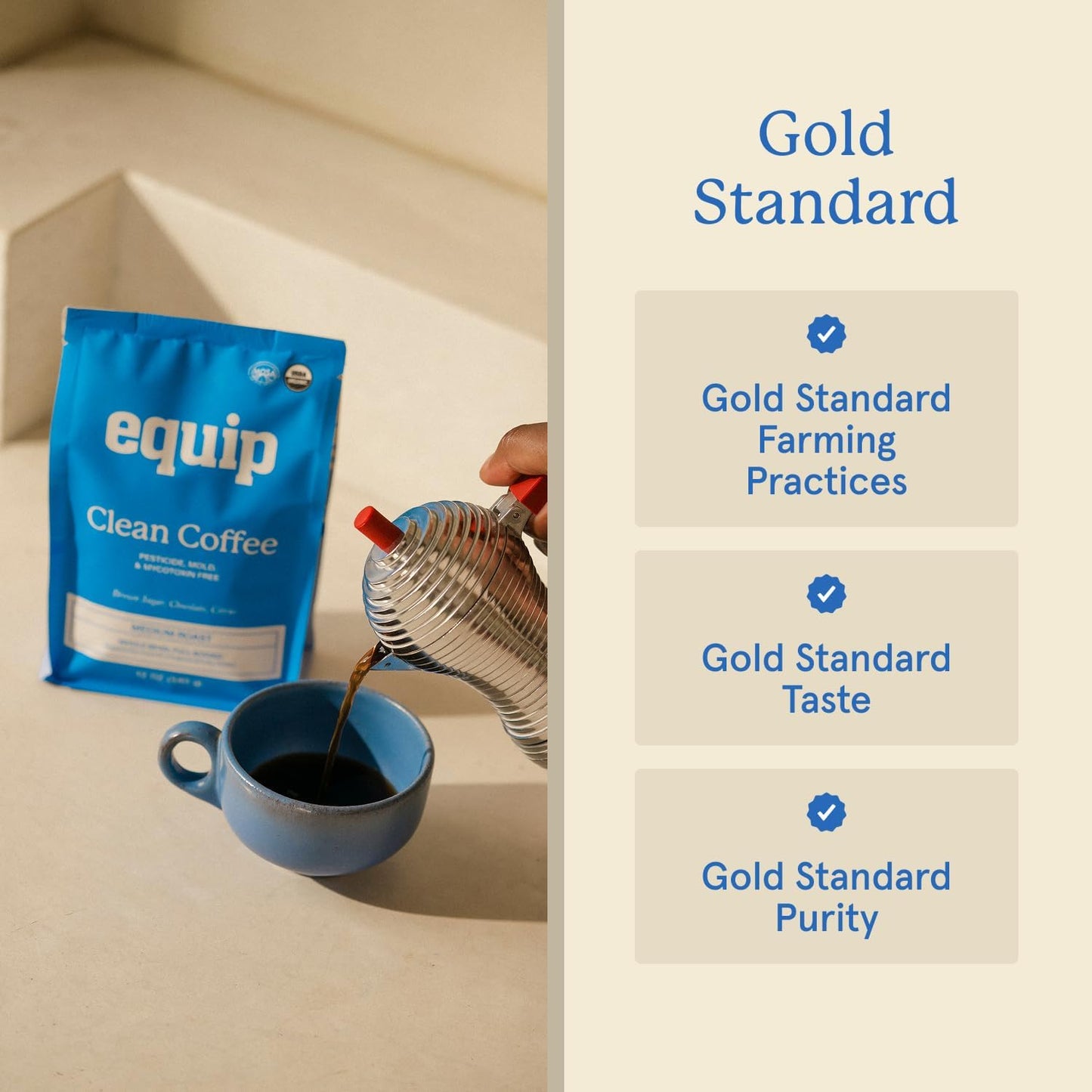 Equip Foods Prime Protein Powder Vanilla & Gold Standard Clean Coffee