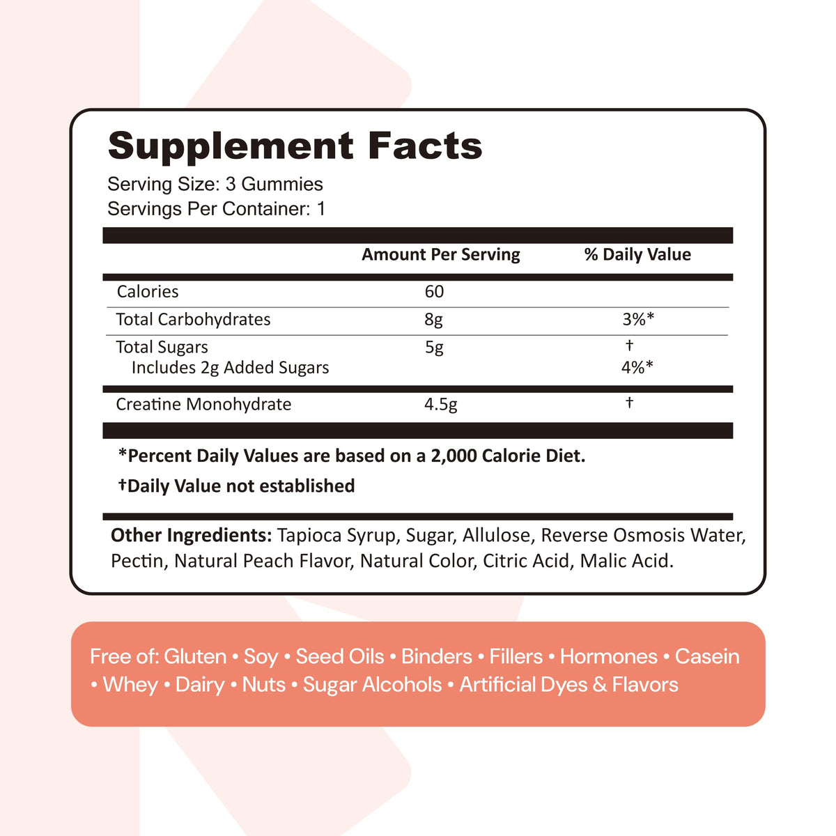 Create Creatine Monohydrate Gummies for Men & Women, Boost Focus, Strength, and Endurance, Anti-Melting Formula, Vegan, Gluten-Free, Non-GMO, 1.5g of Creatine per Gummy (Sour Peach) Create buy supplements Au