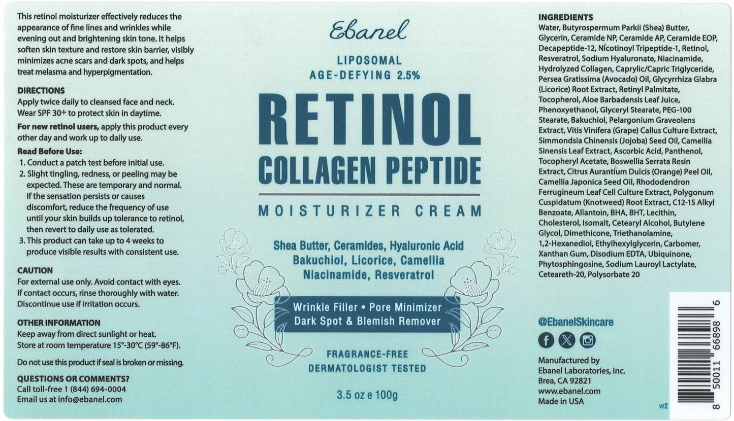 Ebanel Bundle of 10 Pack Bubble Clay Masks, and 2.5% Retinol Moisturizer