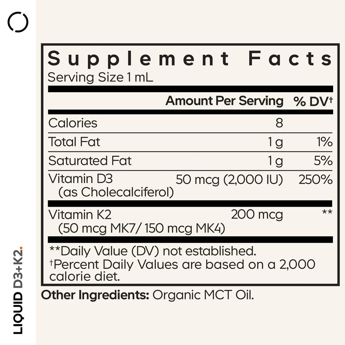 Codeage Liquid D3+K2 Vitamins USDA Organic - Vitamin D3 2000 IU, Vitamin K2 (MK4 & MK7) Liquid Drops - Immune Support - Unflavored - Organic MCT Oil - Non-GMO - 1 fl oz CodeageBuy Supplements Australia