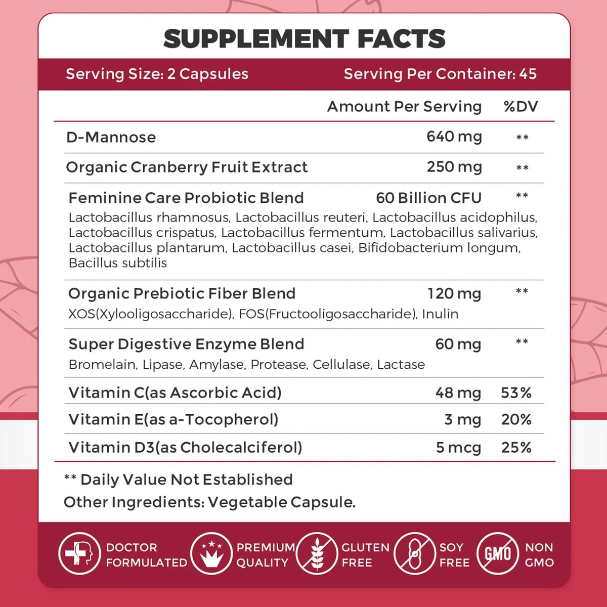 ZEBORA Urinary Tract Health for Women - Vaginal Probiotics for Women Digestive Health and pH Balance - D Mannose Supplements with Cranberry to Cleanse Urinary Tract & Bladder - 90 Capsules ZEBORABuy Supplements Australia