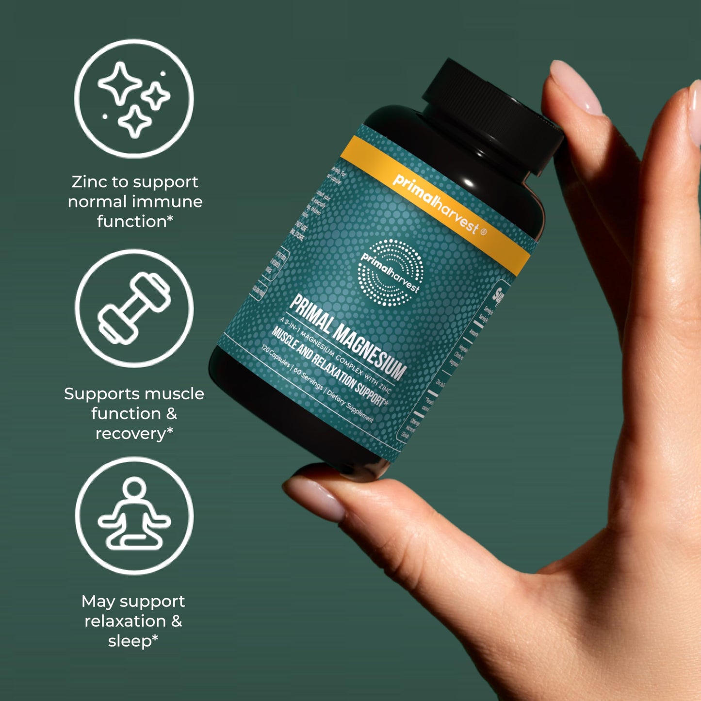 Primal Harvest Magnesium Supplement Complex 310mg by Primal Harvest with Magnesium Glycinate, Citrate, Malate, and Zinc 2 Pack, 240 Capsules Primal Harvest buy supplements Au
