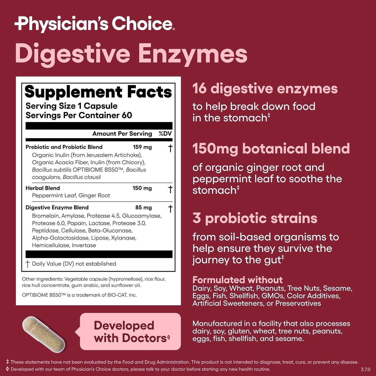 Physician's CHOICE 100 Billion + Digestive Enzyme 60ct Bundle - Advanced Gut Health Support