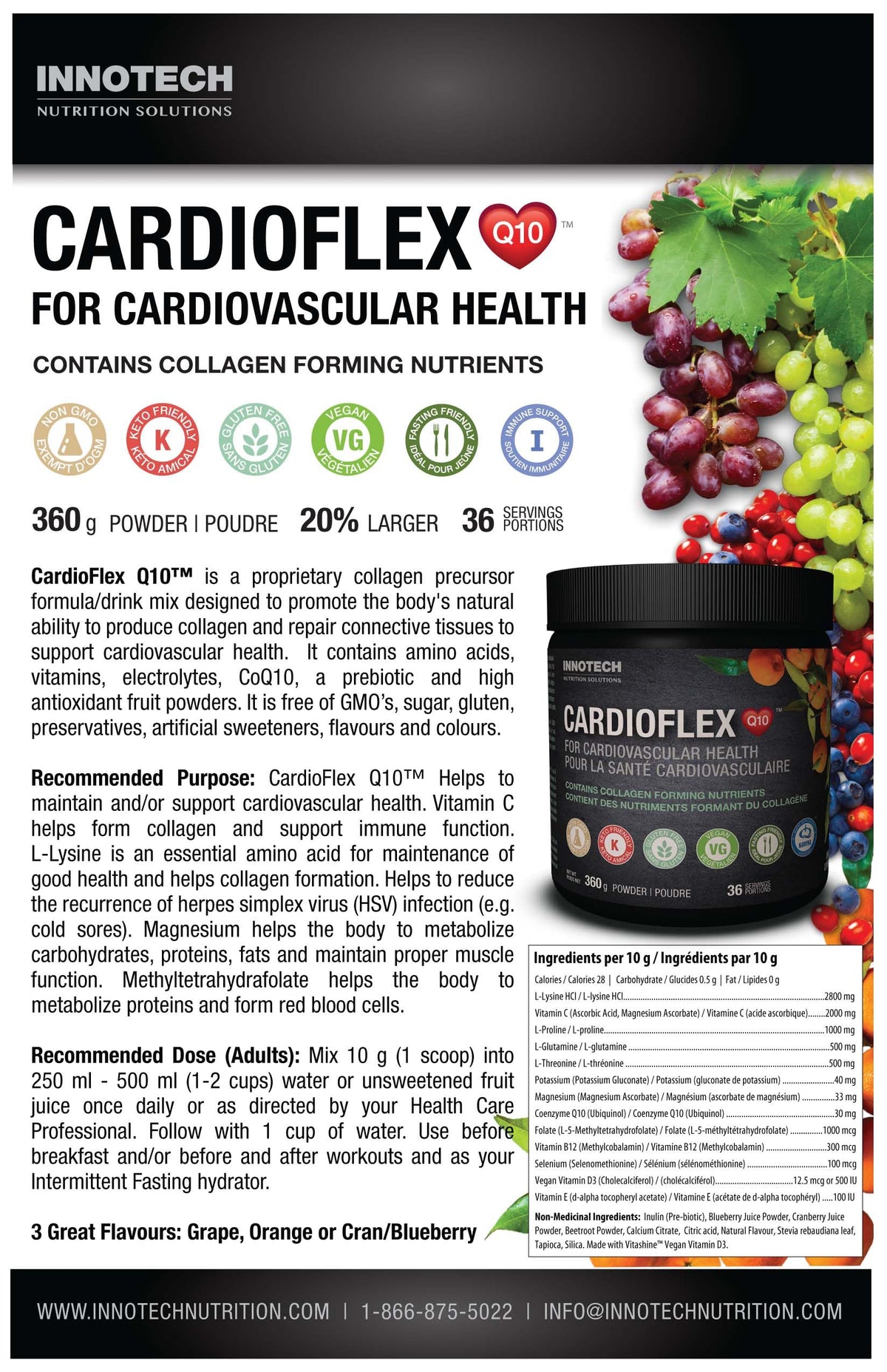 Innotech Nutrition CardioFlex Q10 Heart Health & Energy Support CoQ10 Amino Acids & Electrolytes Orange 360g Innotech Nutrition Solutions buy supplements Au