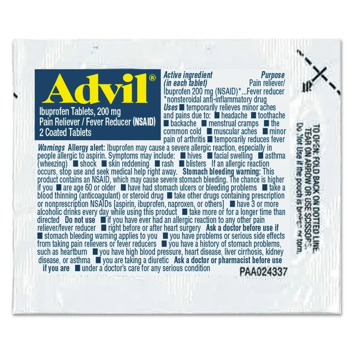 Advil Ibuprofen Tablets, 200mg, Refill Pack, Two Tablets/Packet, 30 Packets/Box AdvilBuy Supplements Australia