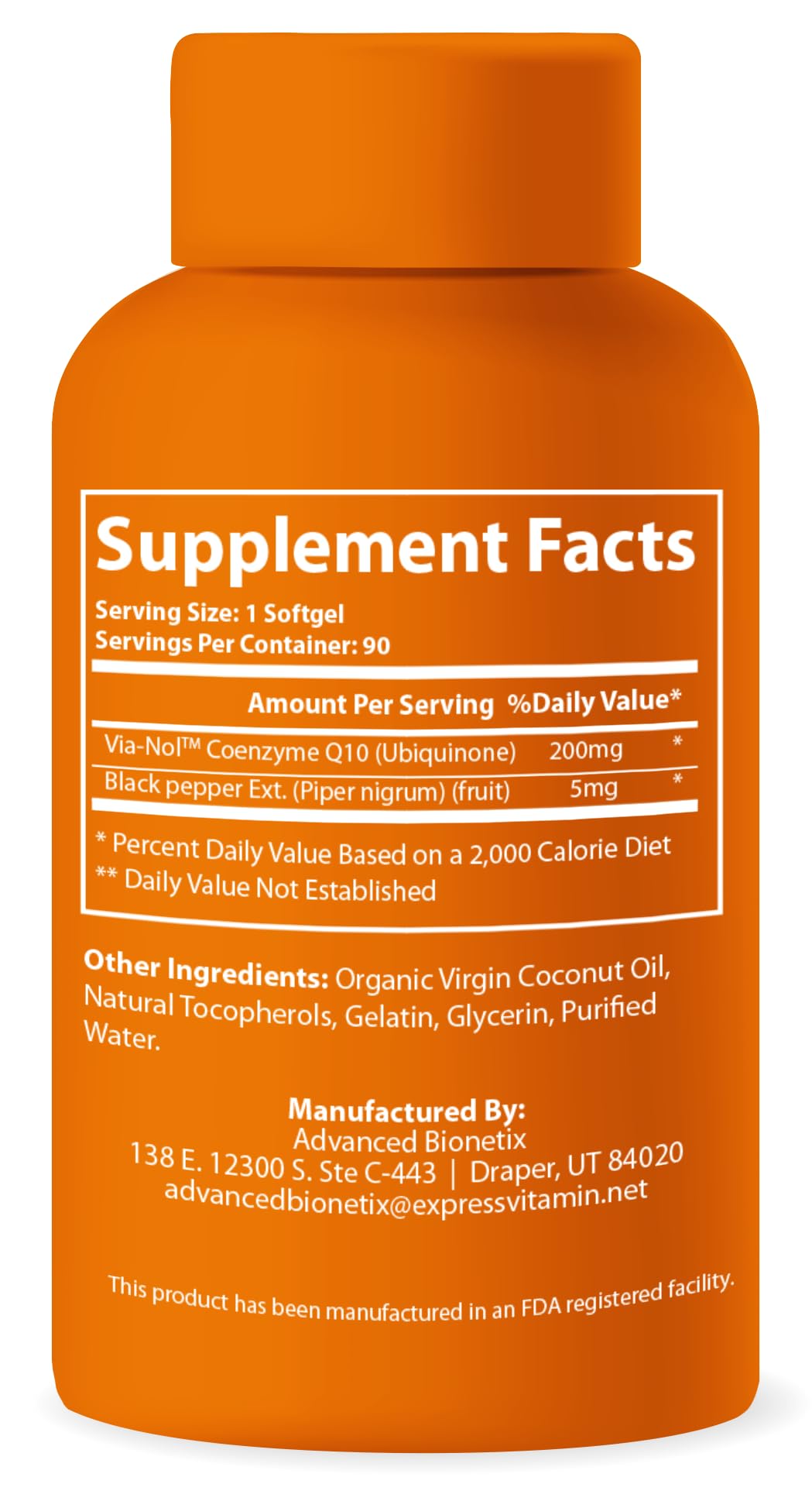 Advanced Bionetix Advanced Absorption 200mg CoQ10 w/Black Pepper Extract. 90 Softgels. Antioxidant Supplement, Heart & Vascular Health, Brain Health, Organic, Gluten Free, Energy Production - PrimeBioHealth - canada supplements