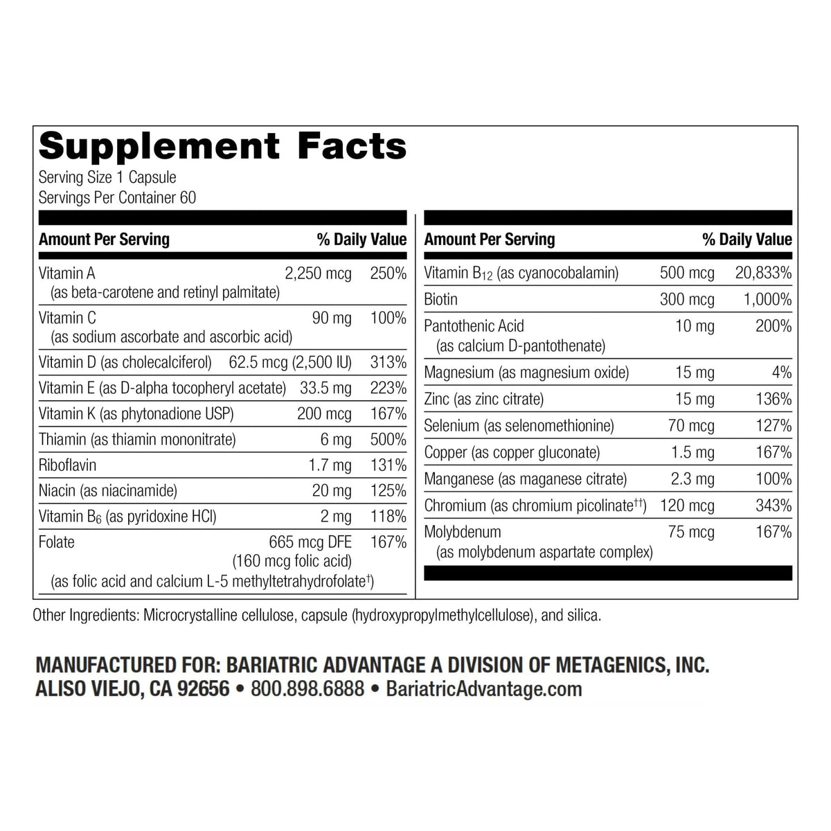 Bariatric Advantage High ADEK Multi - for Bariatric Surgery Patients - Multivitamin with Vitamins A, D, E, K & Trace Minerals - PrimeBioHealth - canada supplements