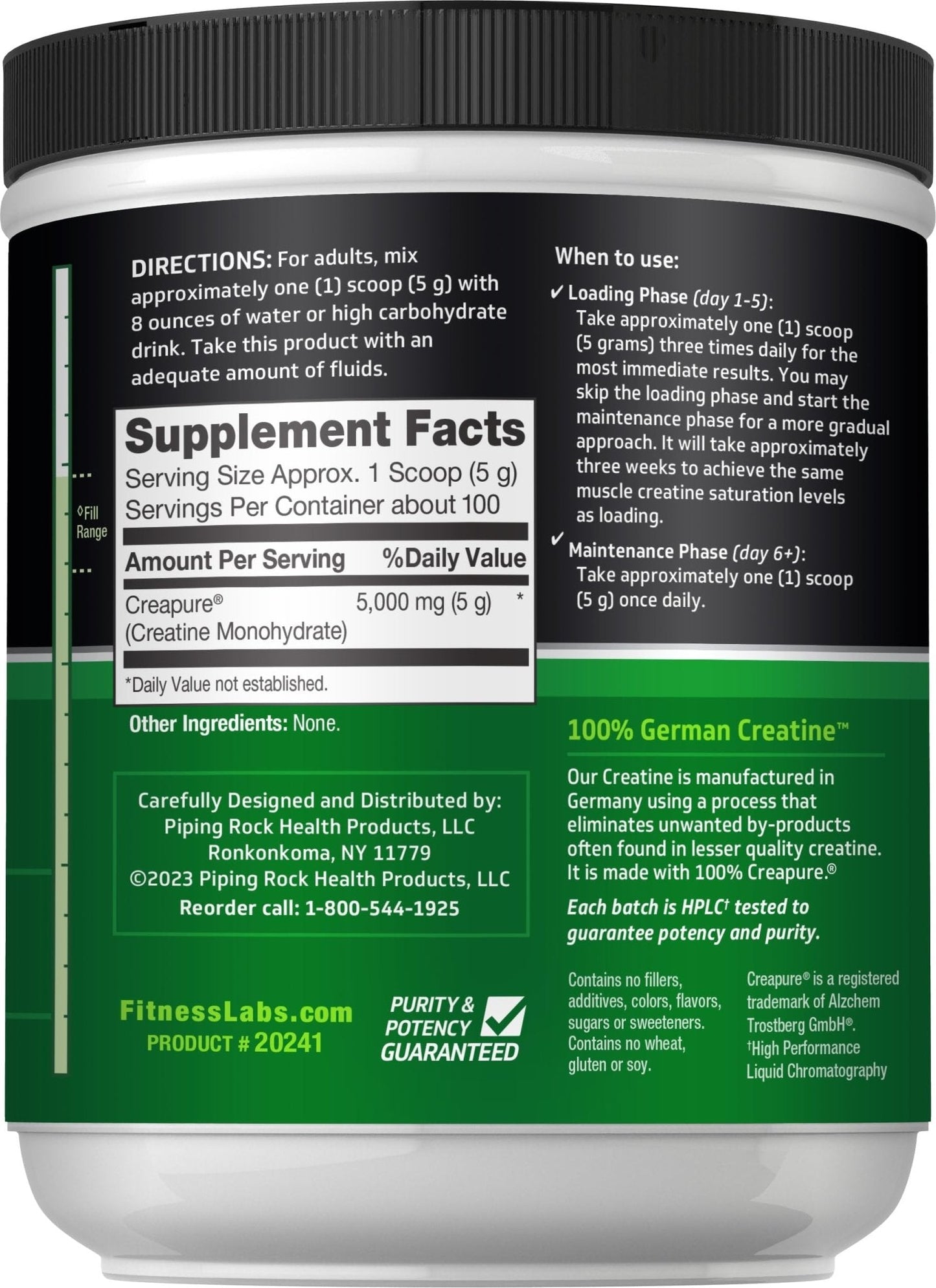 Fitness Labs German Creatine Monohydrate Powder | 500 Grams | Creapure Fitness Supplement | for Men & Women | Unflavored | 100 Servings - PrimeBioHealth - canada supplements