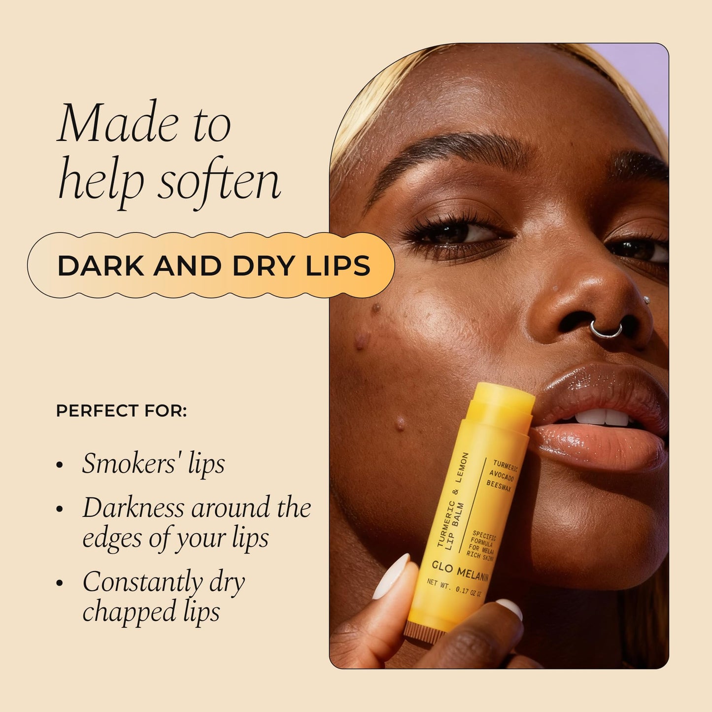 Glo Melanin All Natural Lemon and Turmeric Lip Balm - Natural Lip Balm Illuminate Your Smile - PrimeBioHealth - canada supplements