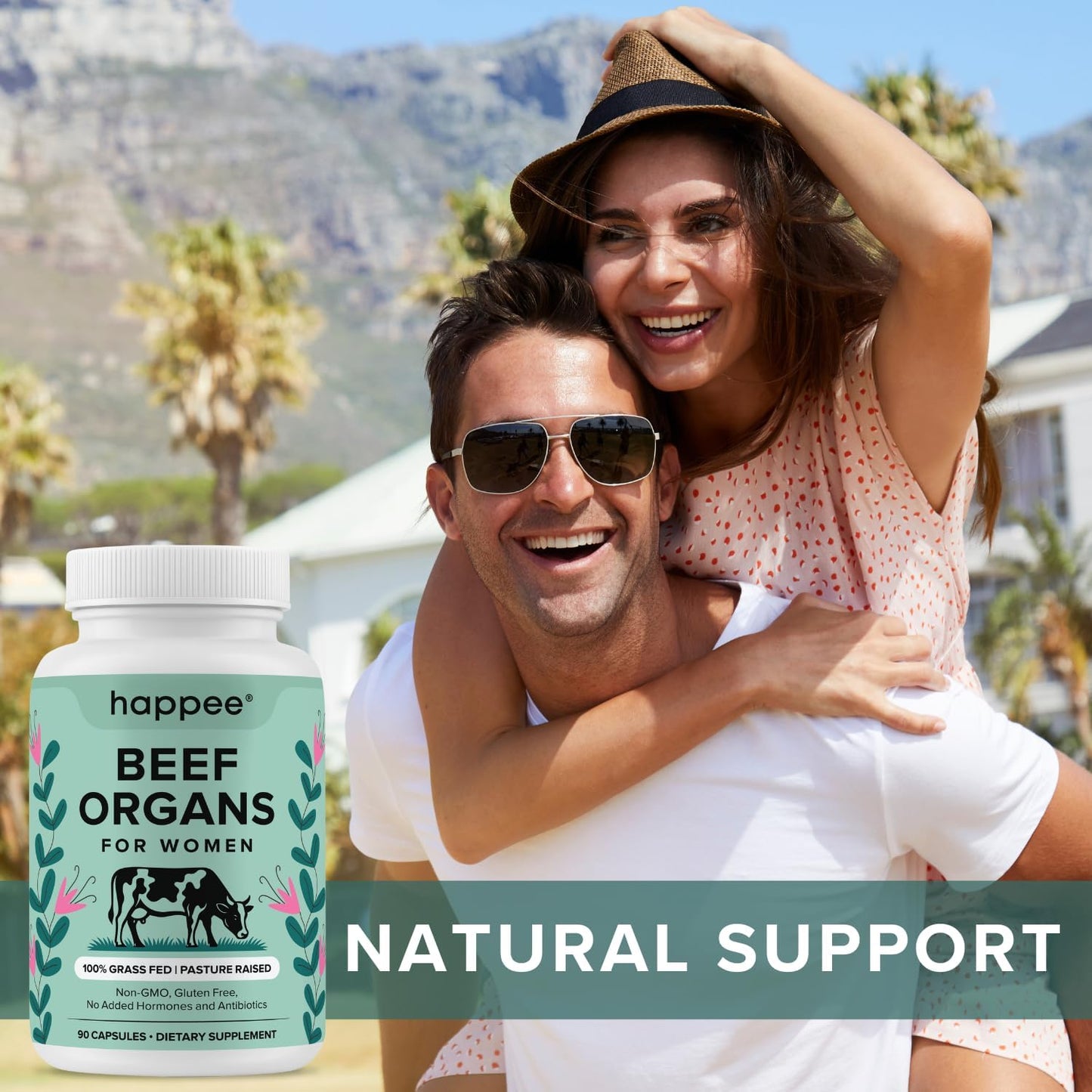 Happee Grass Fed Beef Organ Supplement for Women - Beef Liver, Heart, Kidney, Ovary & Uterus Blend - Hormone Balance, Energy & Cycle Support - 90 Capsules - PrimeBioHealth - canada supplements