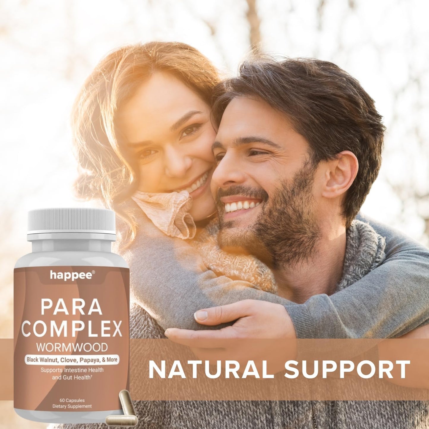 Happee ParaComplex Intestinal Guard for Humans - para Purge Herbal Cleanse for Gut Health & Digestive Balance - with Wormwood, Black Walnut, Garlic & More - 60 Capsules - PrimeBioHealth - canada supplements