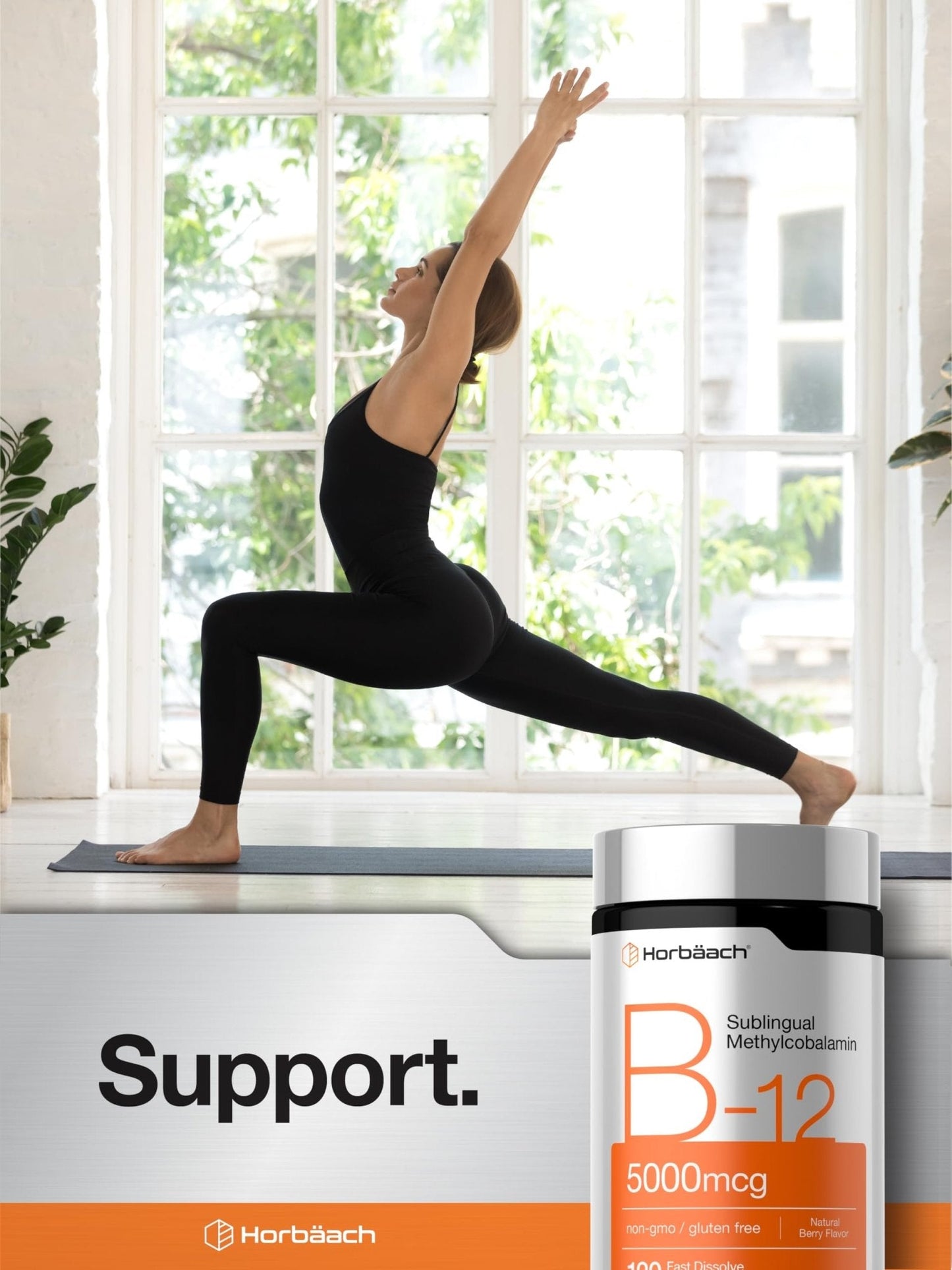 Horbäach B12 Vitamin 5000 mcg | 120 Fast Dissolve Tablets | Sublingual Methylcobalamin | Natural Berry Flavor | Vegan, Non-GMO & Gluten Free Supplement - PrimeBioHealth - canada supplements
