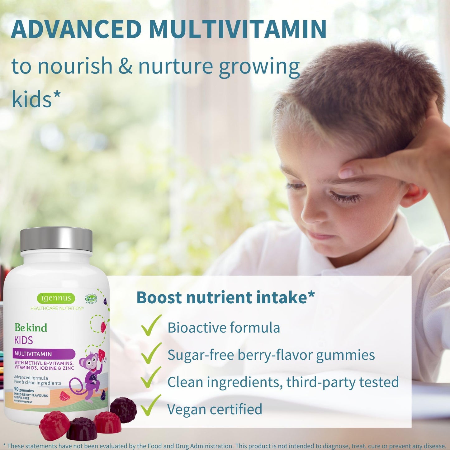 Igennus Methylated Kids Multivitamin Gummies, Clean Label & Third Party Tested, No Artificial Sweeteners or Flavors, Sugar Free, Age 4+, 90 Natural Berry Flavor - PrimeBioHealth - canada supplements