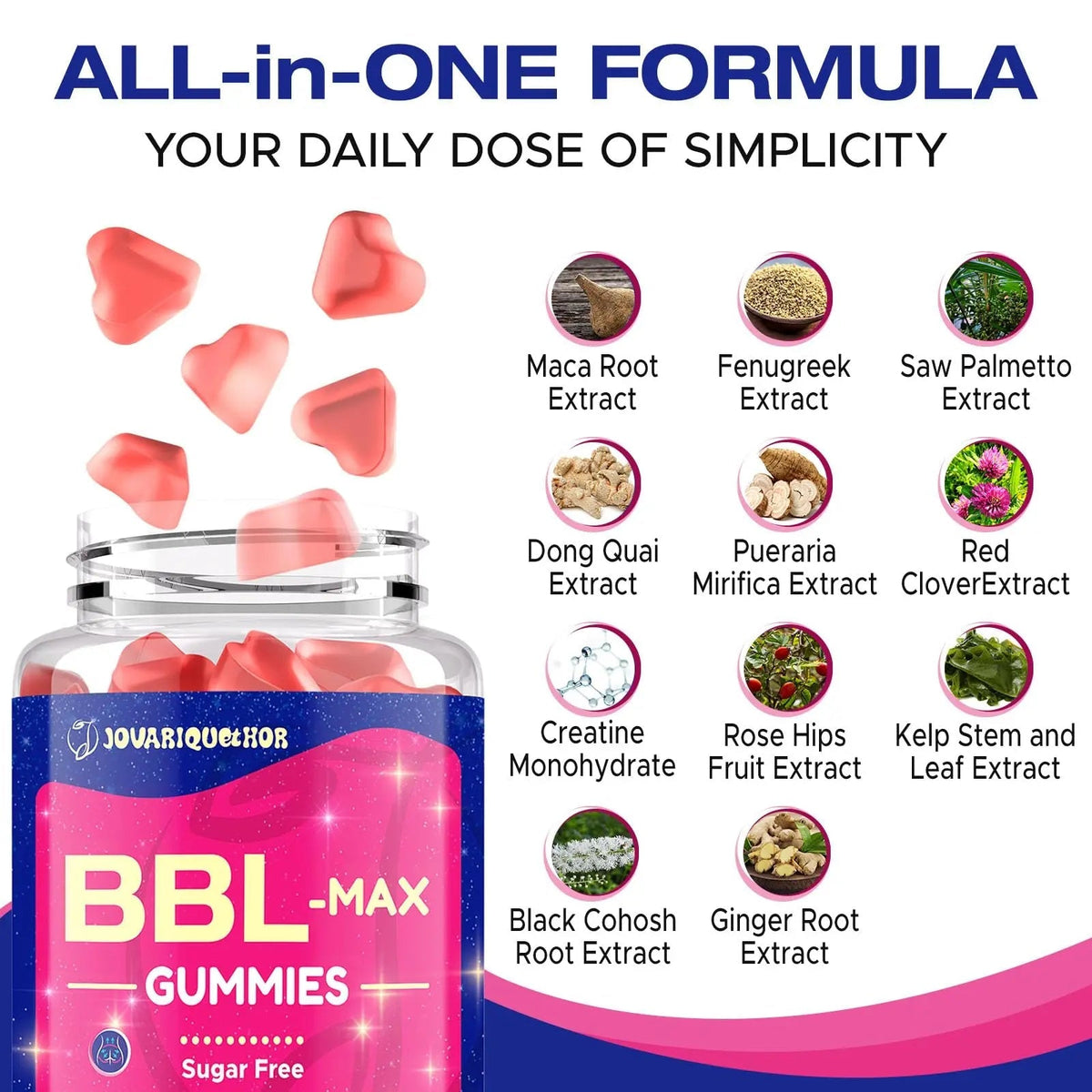 Jovariquethor Booty Gummies for Women - BBL Gummies with Multivitamins and Herbal Extracts - Peach Flavor - 60 Count - PrimeBioHealth - canada supplements
