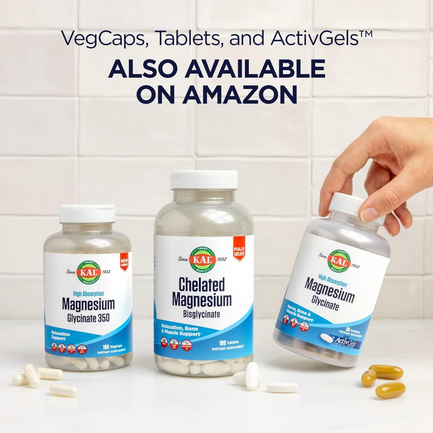 KAL Magnesium Glycinate Tablets, Fully Chelated, High Absorption Formula with Magnesium Bisglycinate Chelate for Nerve, Muscle & Bone Health Support, Vegan, Gluten Free, Value Size, 240 Tablets - PrimeBioHealth - canada supplements