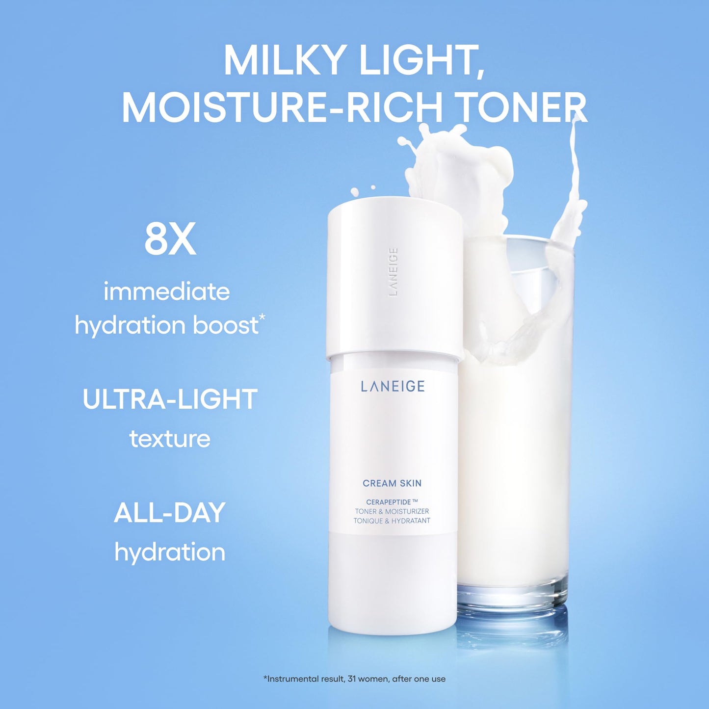 LANEIGE Cream Skin Toner & Moisturizer Mini: Lightweight Refillable Korean Milky Toner with Ceramide - PrimeBioHealth - canada supplements