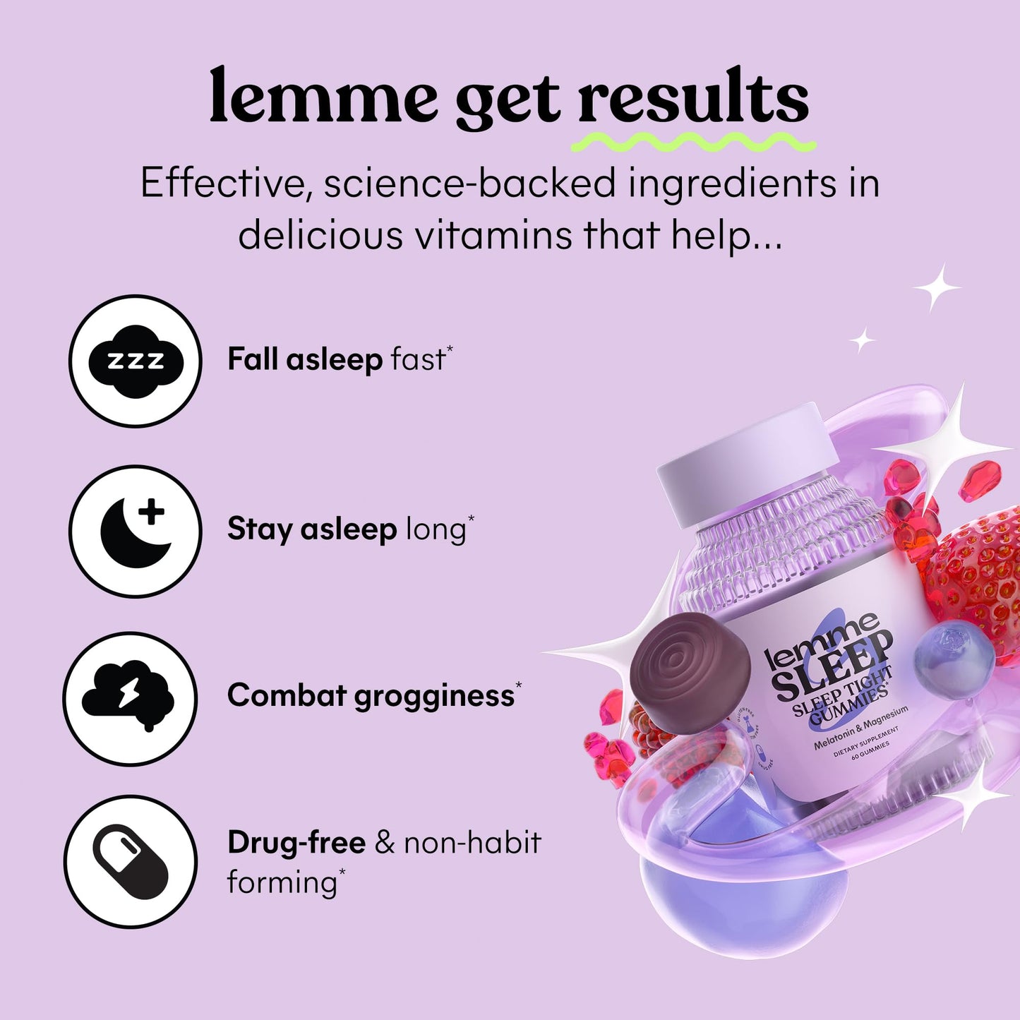 Lemme Sleep Gummies with 5mg Melatonin, Elderberry, Magnesium, L-Theanine, Chamomile and Lavender, Drug-Free Nighttime Sleep Aid, - PrimeBioHealth - canada supplements