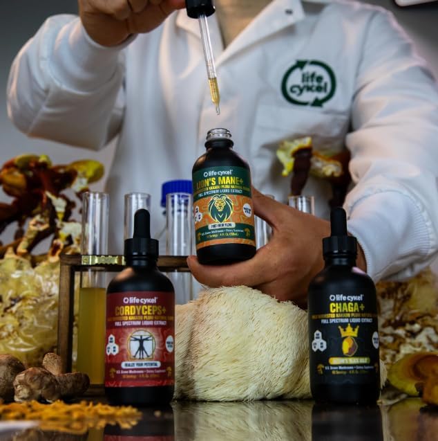 Life Cykel This is It Pack - Chaga, Lion's Mane & Cordyceps Mushroom Extract - Full-Spectrum Mushroom Tincture for Energy, Mental Clarity & Immune Support - Vegan, Non-GMO- 2Fl/Oz Per Bottle - PrimeBioHealth - canada supplements