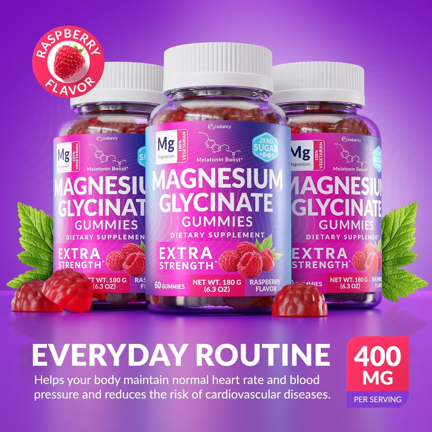 Magnesium Glycinate Gummies 400mg, Muscle Support and Relaxation, Magnesium Supplement for Women, Men and Kids, High Absorption, Sugar Free, - PrimeBioHealth - canada supplements
