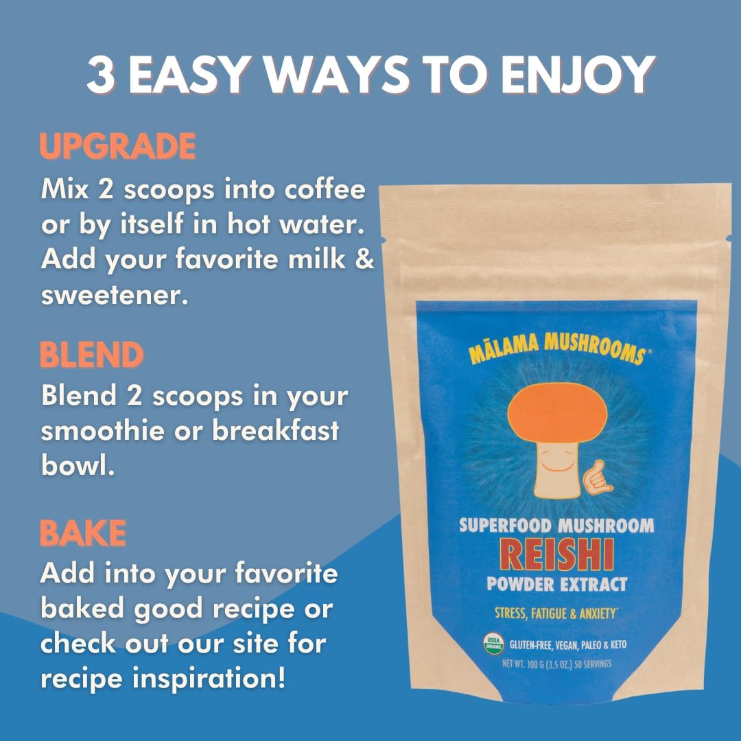 Malama All-Day Vitality Bundle – Lion’s Mane, Cordyceps & Reishi Mushroom Extract Powders – Organic Adaptogenic Superfood Trio for Focus, Energy & Relaxation – Vegan Supplements 3.5 oz (3-Pack) - PrimeBioHealth - canada supplements