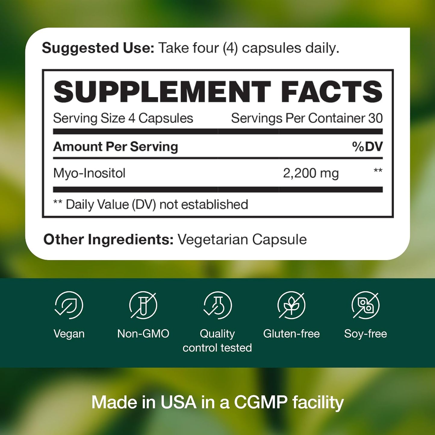 Myo-Inositol - 2200mg Strongest NMR Verified - 120 High Potency Powder Capsules - Best Value Myo Inositol - Made in The USA - PrimeBioHealth - canada supplements