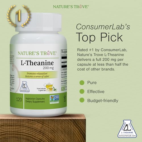 Nature's Trove L-Theanine 200mg 120 Vegetarian Capsules - PrimeBioHealth - canada supplements