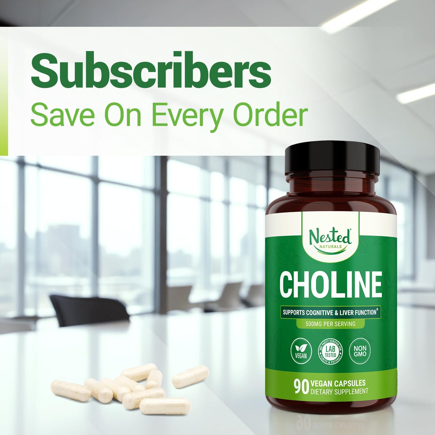 Nested Naturals Choline Bitartrate 500mg Per Serving - High Potency Choline Supplements - Supports Cognitive Performance & Liver Function - PrimeBioHealth - canada supplements