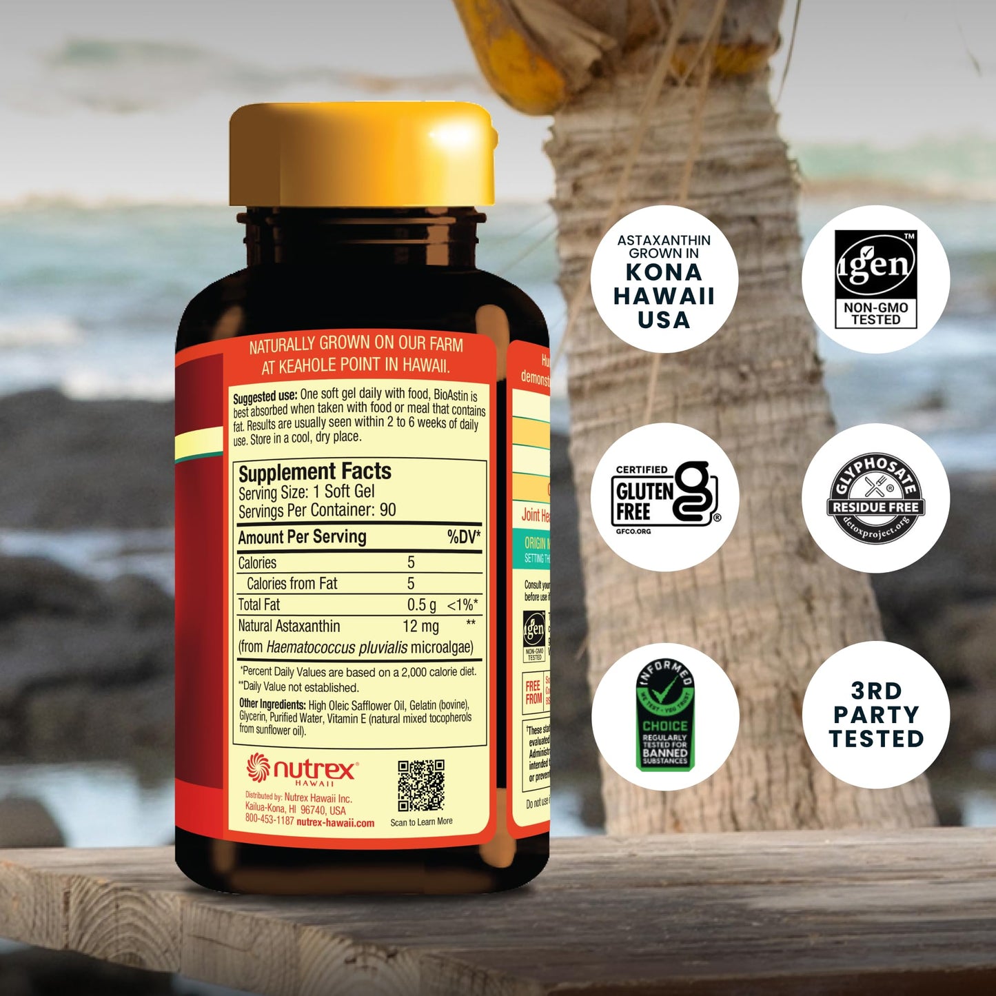 Nutrex Hawaii BioAstin Hawaiian Astaxanthin - 12mg, 90 Softgels - Farm-Direct Premium Antioxidant Supplement to Support Eye, Skin - PrimeBioHealth - canada supplements