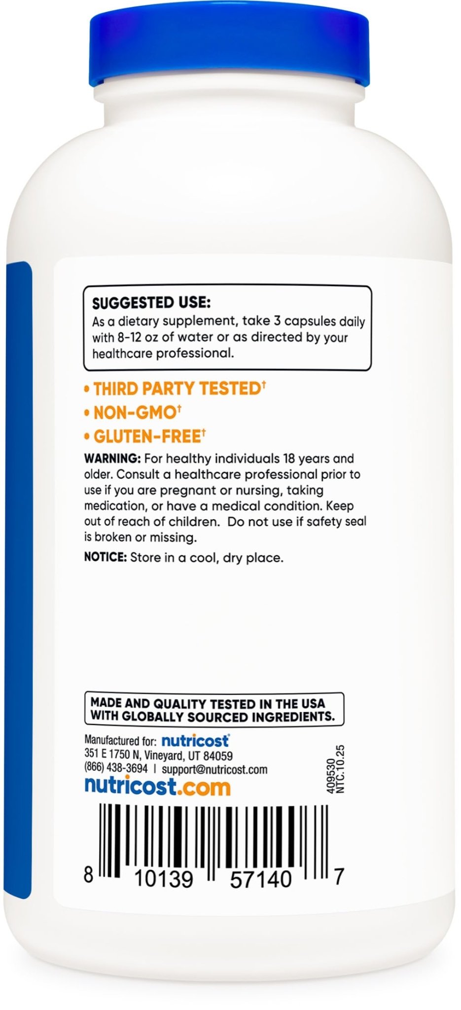 Nutricost Magnesium Glycinate Capsules, 180 Capsules, 210mg | Gentle Absorption, Magnesium Glycinate Supplement - PrimeBioHealth - canada supplements
