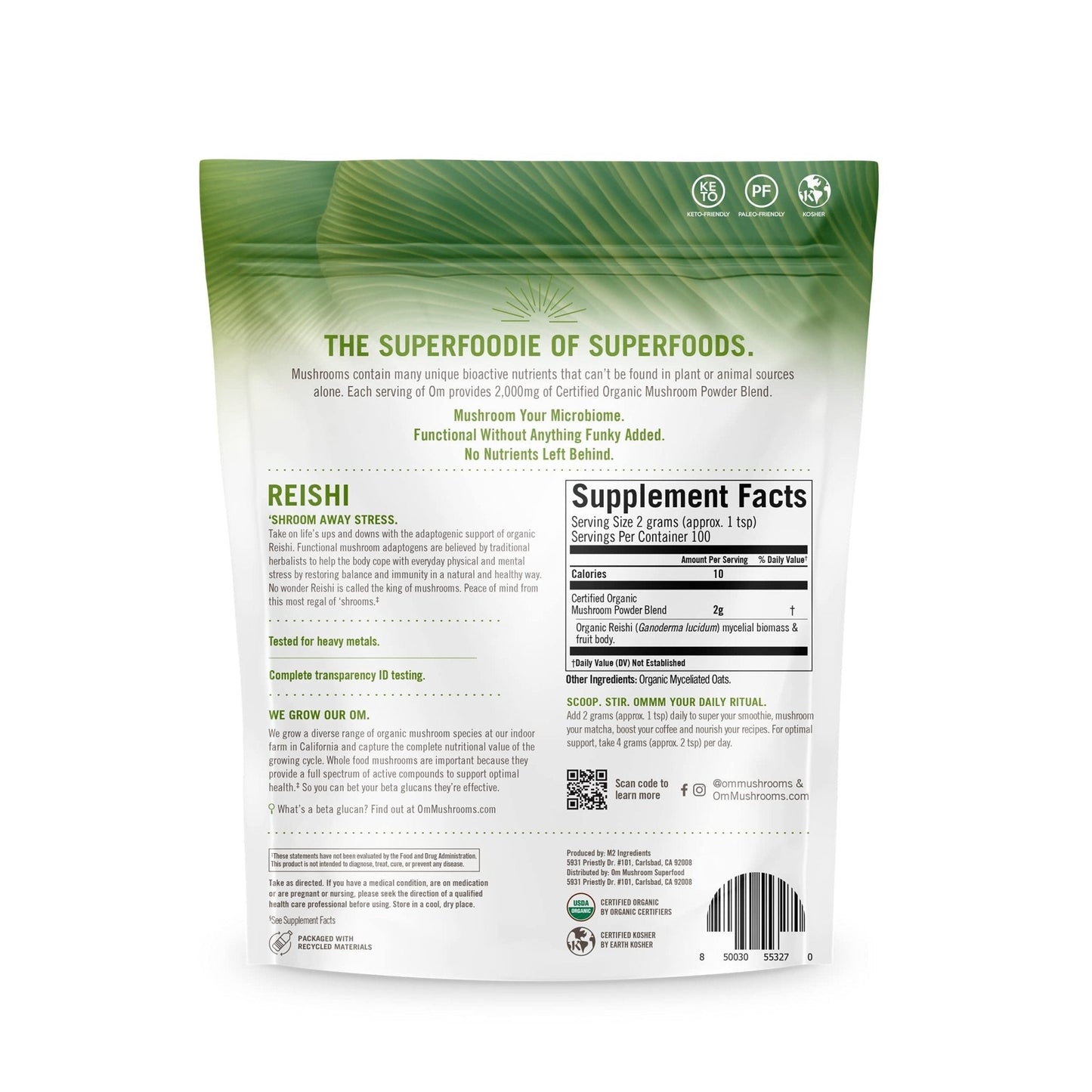 Om Mushroom Superfood Reishi Organic Mushroom Powder, 100 Servings, Organic Adaptogen Powder for Stress Relief and Immune Health - PrimeBioHealth - canada supplements