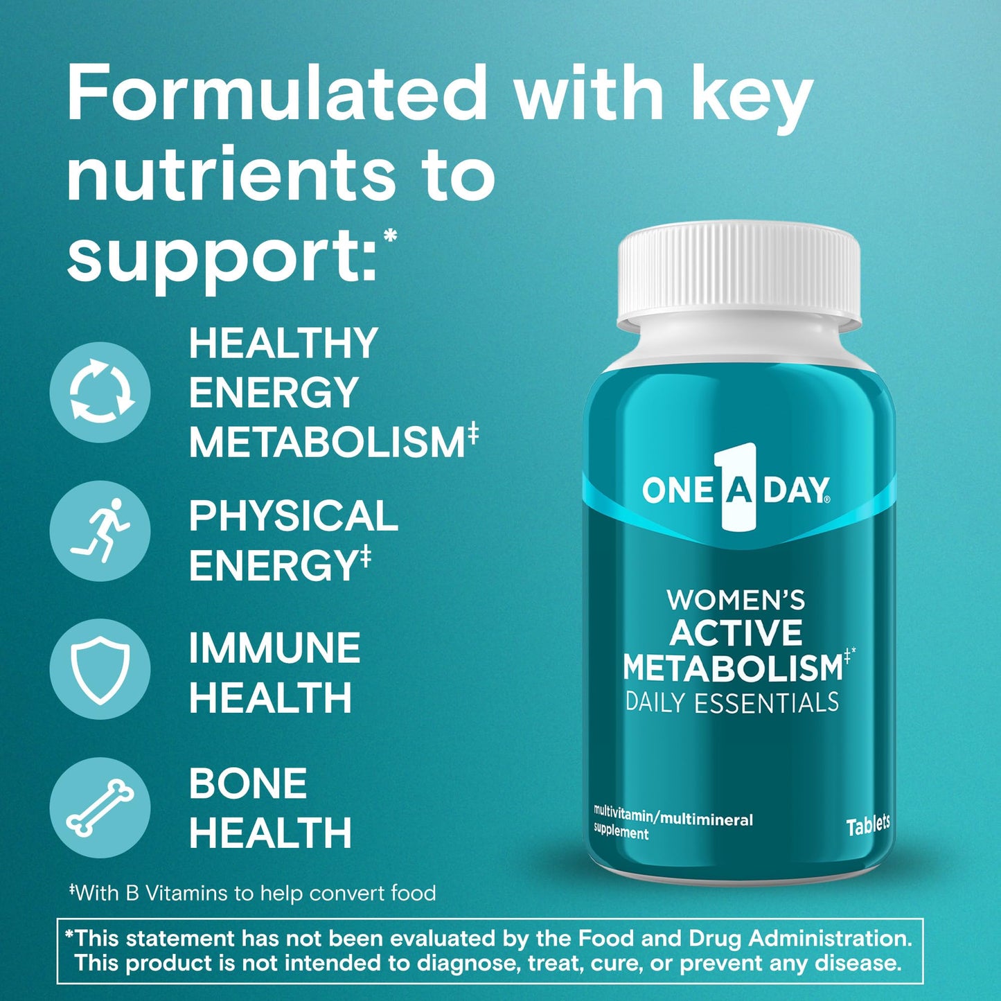 One A Day Women's Active Metabolism Daily Essential, Multivitamin for Women, Metabolism Support, Vitamins for Women with All 8 B-Vitamins - PrimeBioHealth - canada supplements