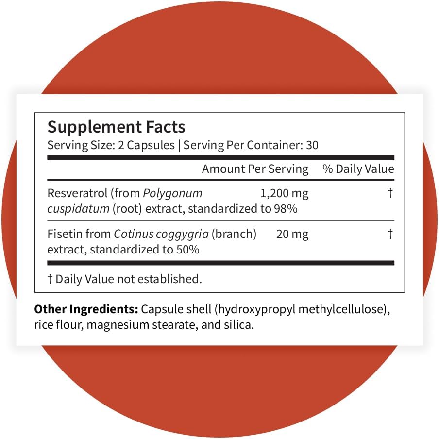 Pattern Wellness Resveratrol with Fisetin – Supports Cellular, Heart & Immune System Health – Promotes Antioxidant Protection – Vegan, Non-GMO, Gluten-Free – 60 Capsules - PrimeBioHealth - canada supplements