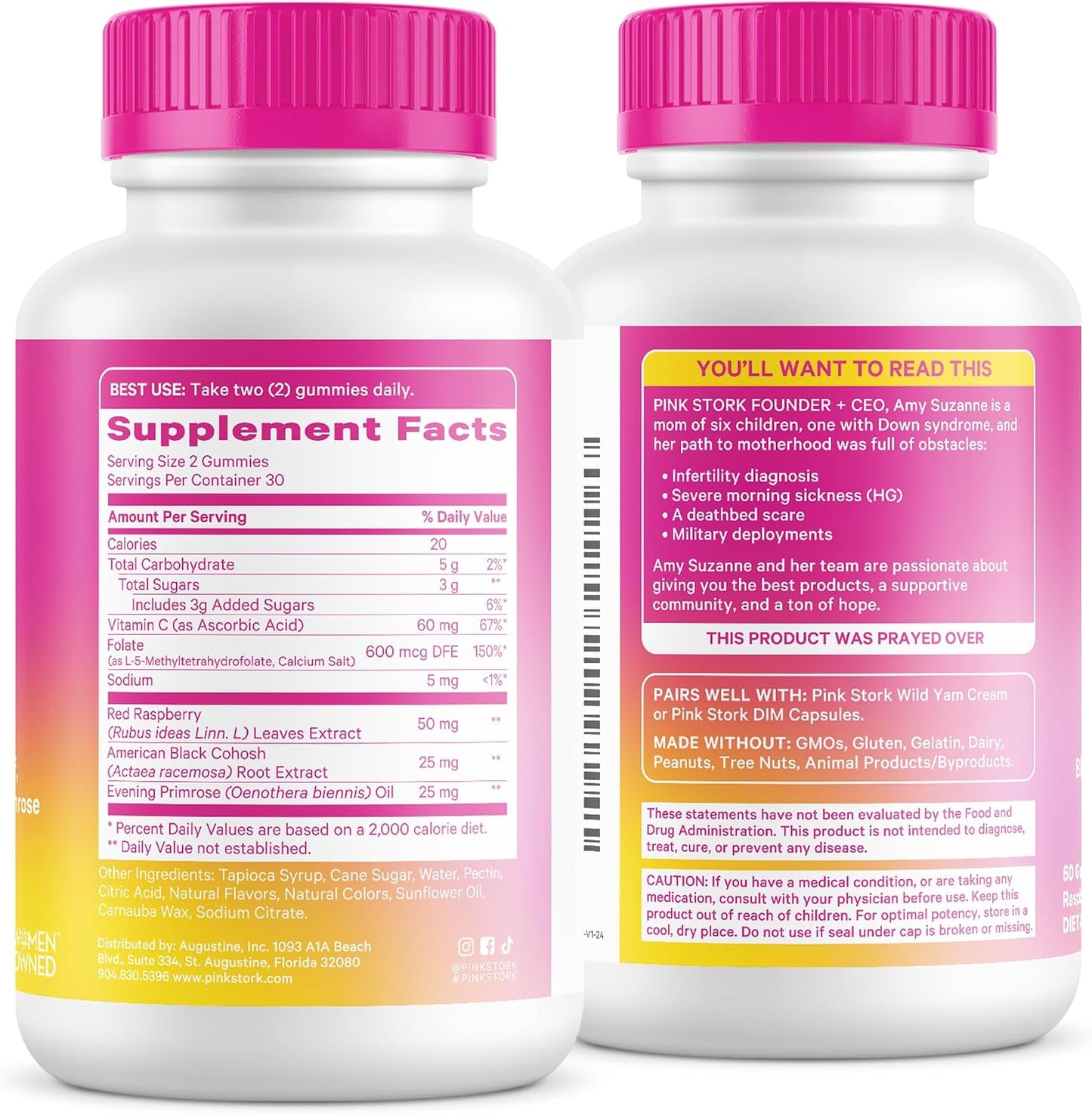 Pink Stork Hormone Balance Gummies for Women, 60 Vegan Gummies | PMS, Menopause & Perimenopause Support, Mood, Digestion, Temperature Comfort + Energy, Red Raspberry Leaf, Black Cohosh - PrimeBioHealth - canada supplements