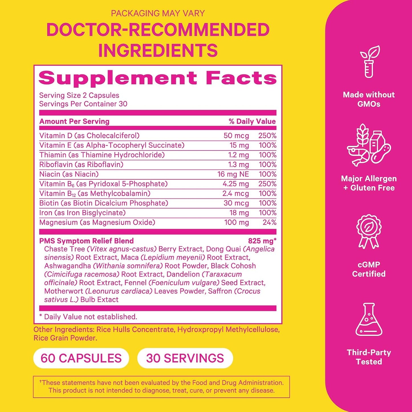 Pink Stork PMS Supplement for Women - Vitex, Ashwagandha, Maca Root & 10 Vitamins & Minerals to Support Hormone Balance, Mood, Bloating, Period Regularity - 60 Capsules - PrimeBioHealth - canada supplements
