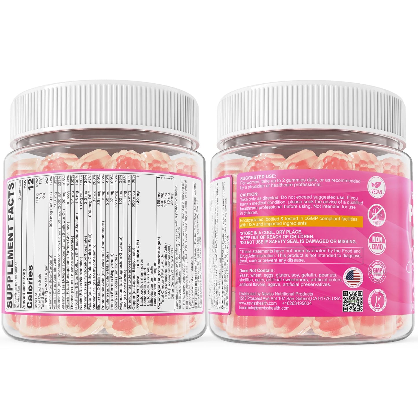Prenatal Vitamins for Women Multivitamin Gummies w/ Methylfolate 1mg, Choline Omega-3(DHA+EPA) Iron, Postnatal Vitamins for Women Breastfeeding | Before,During & After Pregnancy,Sugar Free,Vegan,60Cts - PrimeBioHealth - canada supplements