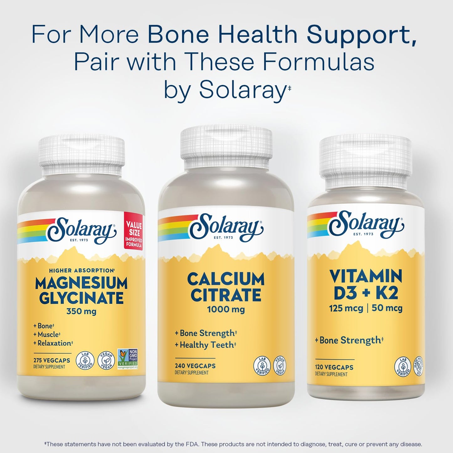 Solaray Calcium Citrate 1000mg - Chelated Calcium Supplement - Supports Bone Strength and Healthy Teeth - Easy to Digest - Vegan - 68 Servings, 275 VegCaps - PrimeBioHealth - canada supplements