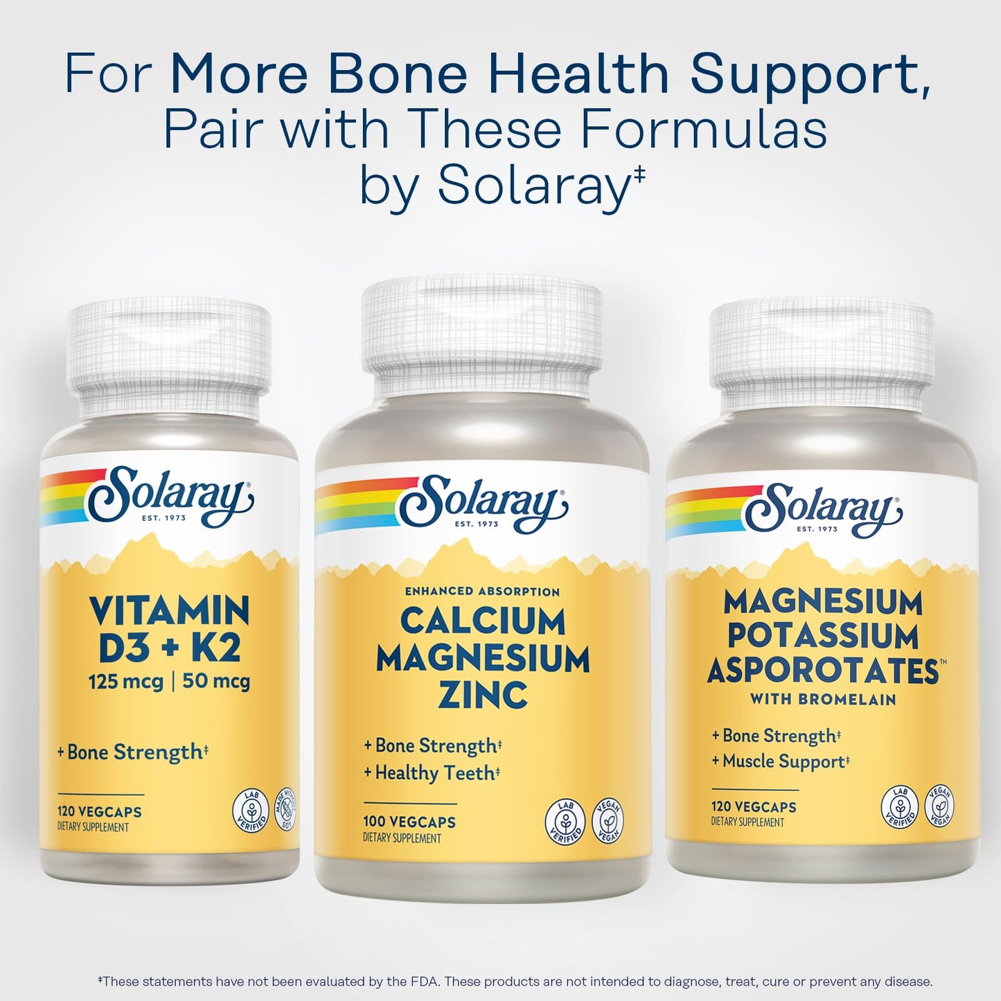 SOLARAY Calcium Magnesium Zinc Supplement - with Calcium 1000mg, Magnesium 500mg - Bone Health, Muscle Function, Heart Health and Immune Support - Vegan, 60 Day Guarantee, 68 Servings, 275 VegCaps - PrimeBioHealth - canada supplements