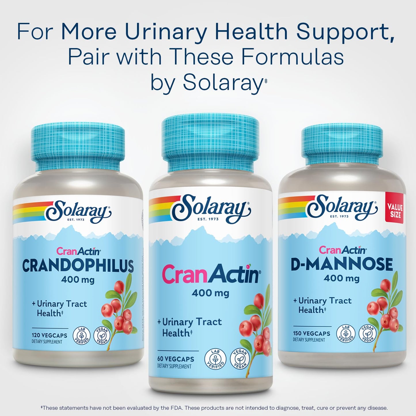 SOLARAY CranActin Cranberry Extract 400 mg - Cranberry Supplements for Women and Men - Bladder and Urinary Tract Health Support with Vitamin C - Vegan, 60-Day Guarantee, 120 Servings, 120 VegCaps - PrimeBioHealth - canada supplements