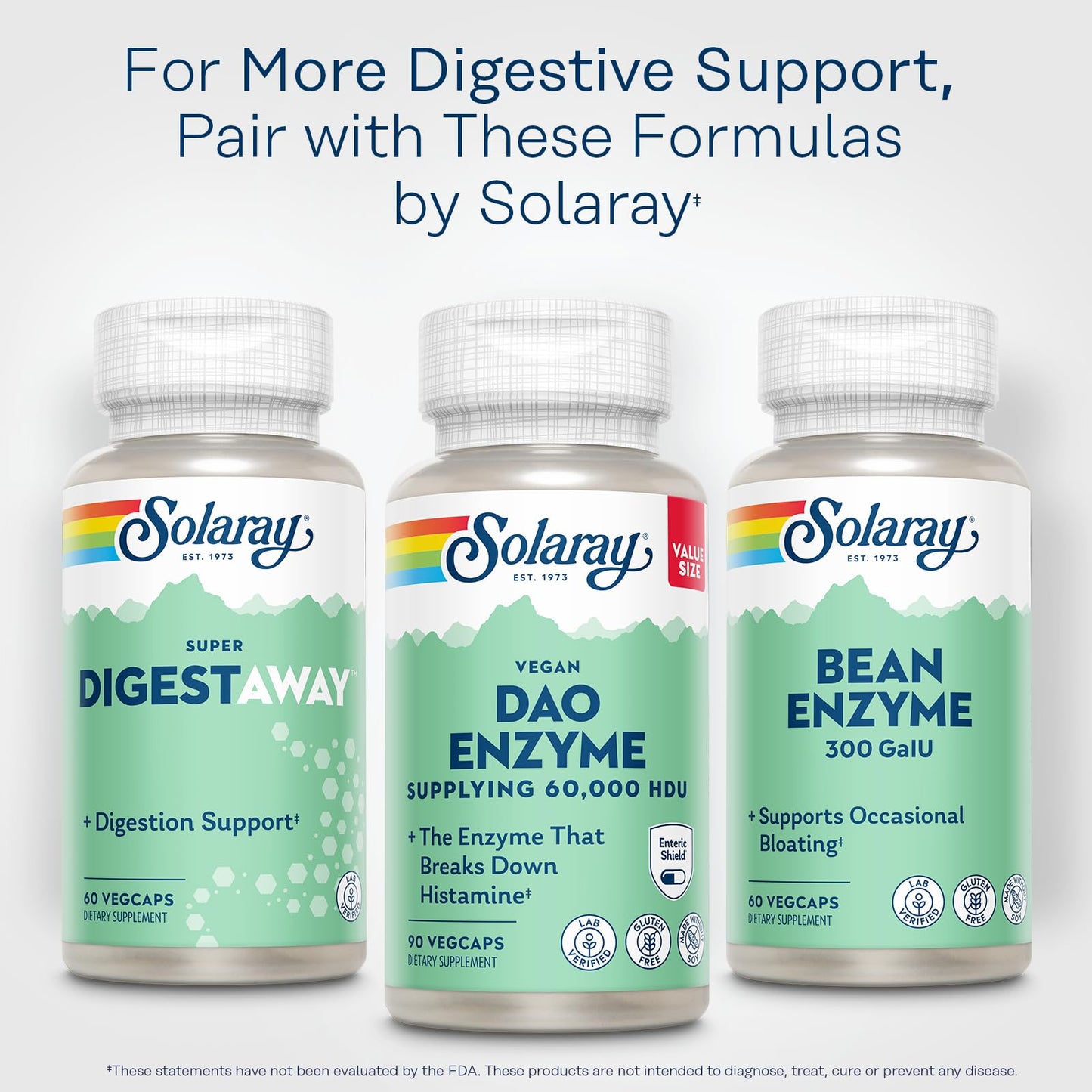 SOLARAY DAO Enzyme - Digestive Enzyme that Breaks Down Histamine - 60,000 HDU - Digestive Enzymes - Vegan, Gluten Free, Lab Verified - 30 Servings, 30 VegCaps - PrimeBioHealth - canada supplements