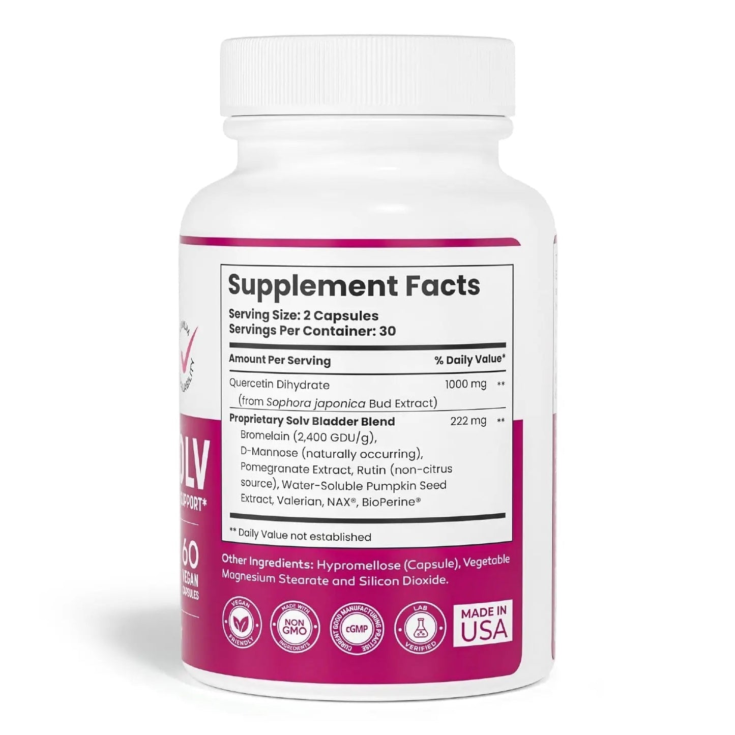 SOLV NATURALS CYSTASOLV Bladder & Pelvic Discomfort Formula - Enjoy Less Urgency & Flares* with Daily IC/BPS UTI Support – Premium Bladder & Urinary Support for Women & Men - 60 Vegan Capsules - PrimeBioHealth - canada supplements