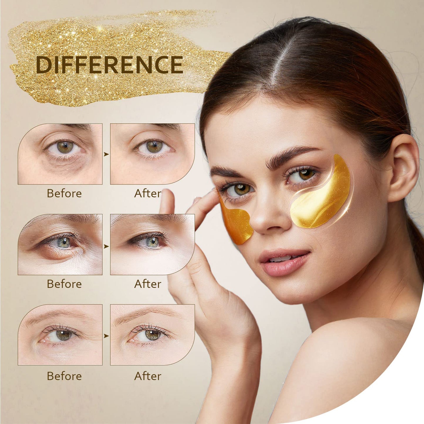 Taimand Under Eye Patches (30 Pairs), 24K Gold Under Eye Mask for Puffy Eyes, Dark Circles,Bags and Wrinkles with Collagen - PrimeBioHealth - canada supplements
