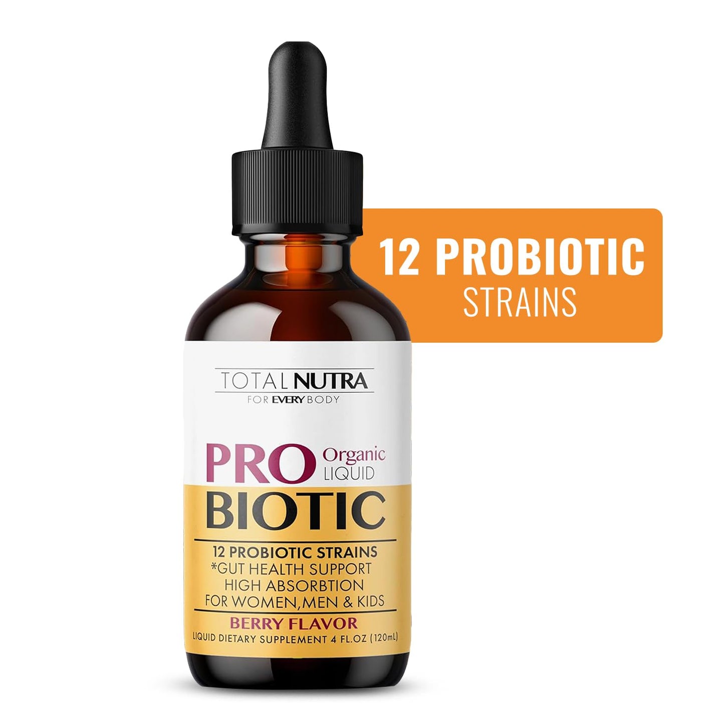 Total Nutra USDA Organic Liquid Probiotic for Kids, Women & Men, Toddler Probiotic Drops with Alfalfa Prebiotic Blend + Acidophilus for Gut Health, Vegan - PrimeBioHealth - canada supplements