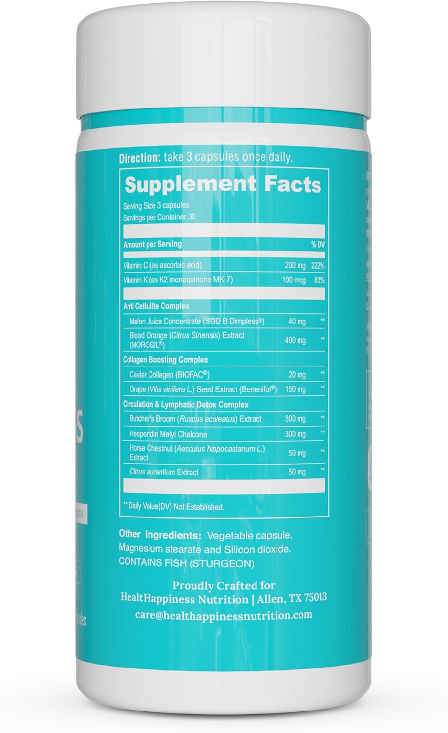 UpNourish Cellulite Vein Health Supplement with Caviar Collagen, SOD DIMPLESS, MOROSIL, Butchers Broom, Horse Chestnut, Leg Wellness and Circulation Support 90ct - PrimeBioHealth - canada supplements