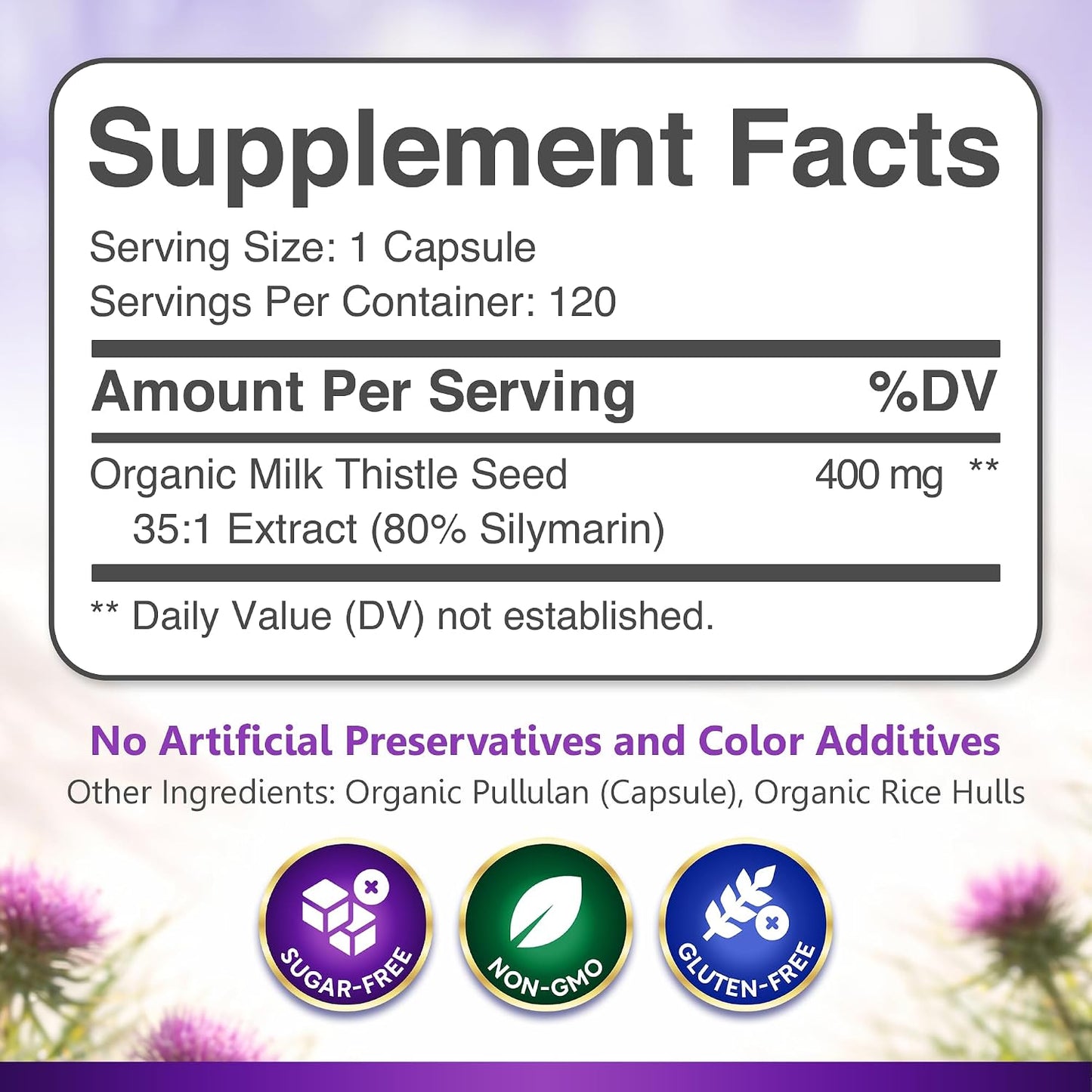 USDA Organic Milk Thistle | 80% Silymarin Flavonoids | 35:1 Extract | 120ct - PrimeBioHealth - canada supplements