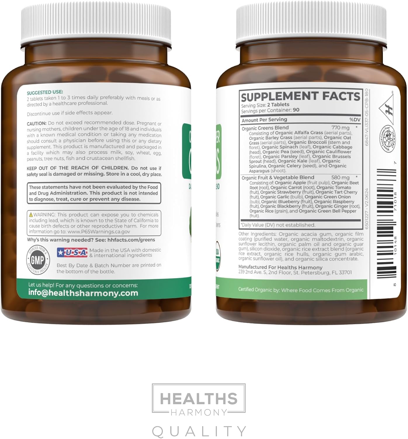 USDA Organic Super Greens Supplement - Organic Greens Fruits and Vegetable Supplement for Adults with 28 Superfood Complex with Superfruits Roots Herbs & More - Vegan & Non-GMO (Up to 3 Month Supply) - PrimeBioHealth - canada supplements